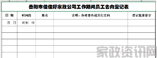 办公室人员去向记录表(模板)